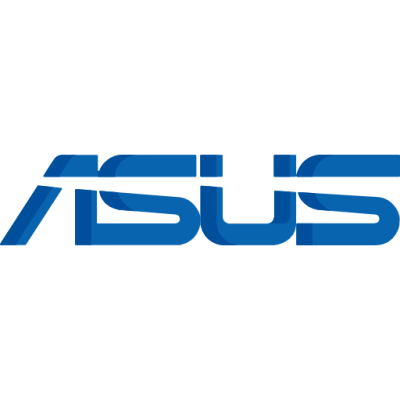 Blue ASUS logo featuring stylized lettering on a white background.