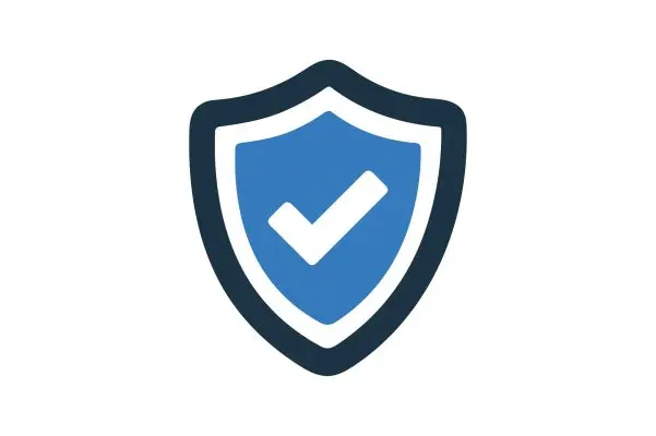 A blue shield icon with a checkmark symbol, representing security and protection.